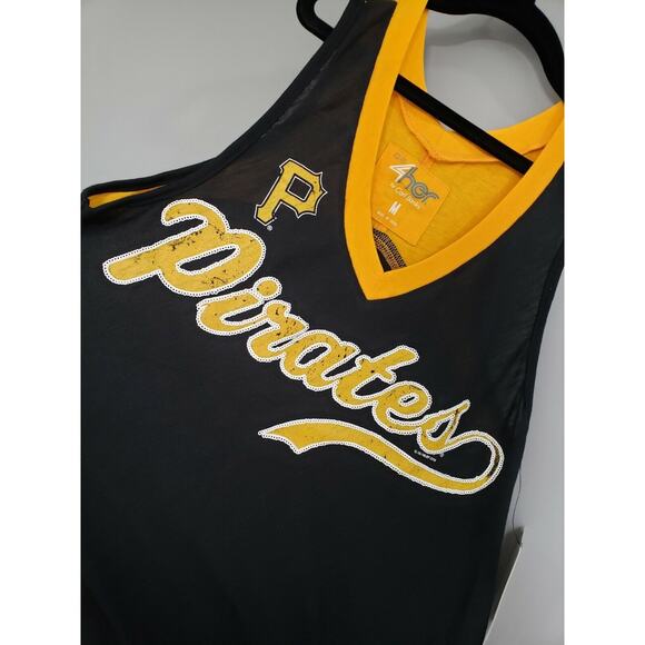 NEW NWT - Pittsburgh Pirates Fashion Tank Medium Med SPARKLY Gill Sports Black - Picture 2 of 6